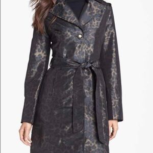 Ellen Tracy Belted Leopard Print Raincoat